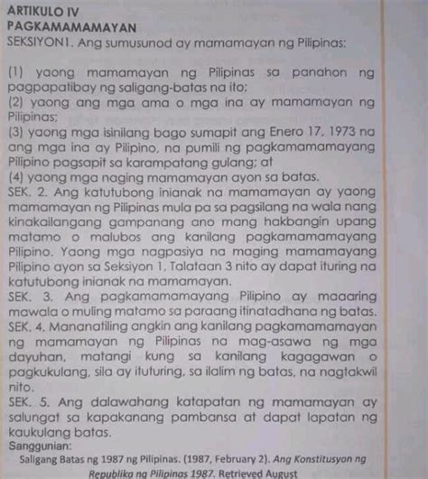 ARTIKULO IV PAGKAMAMAMAYAN .